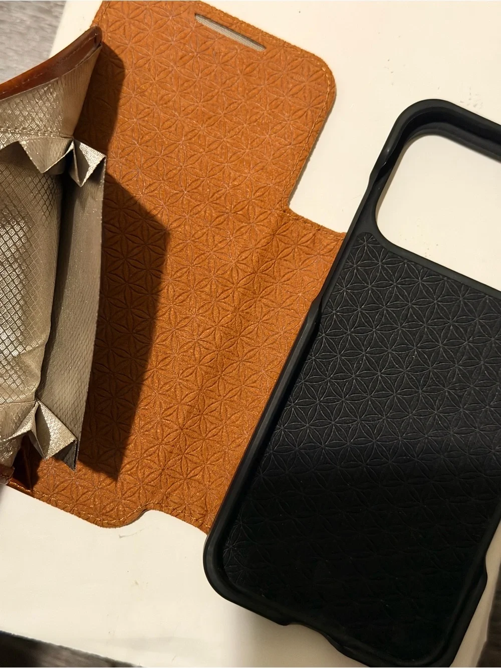 Premium Tan Leather Wallet Case with Card Pocket for iPhone
